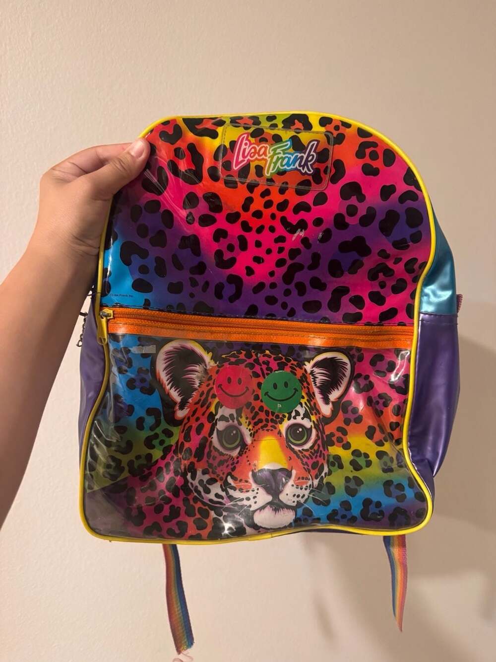 Lisa Frank Vintage 1990s Clear Rainbow Cheetah Leopard Backpack